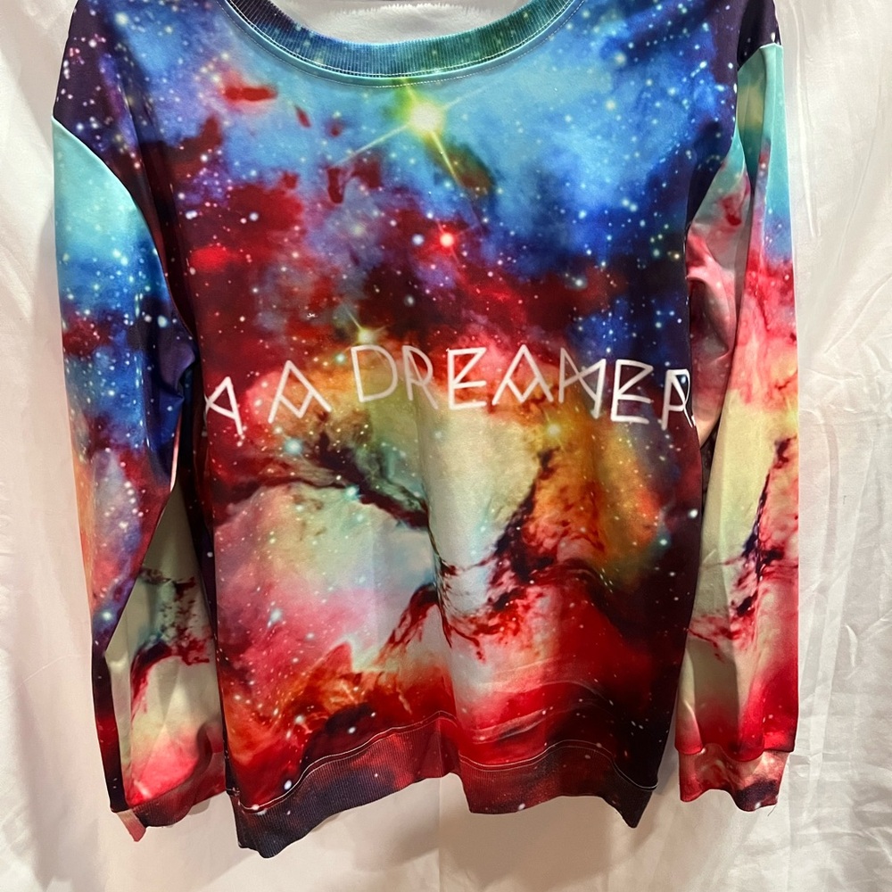 Galaxy 'I Am Dreamer' Colorful Pullover Sweatshirt